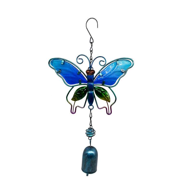 Wholesale Butterfly wind chime metal glass painted aluminum tube ornaments